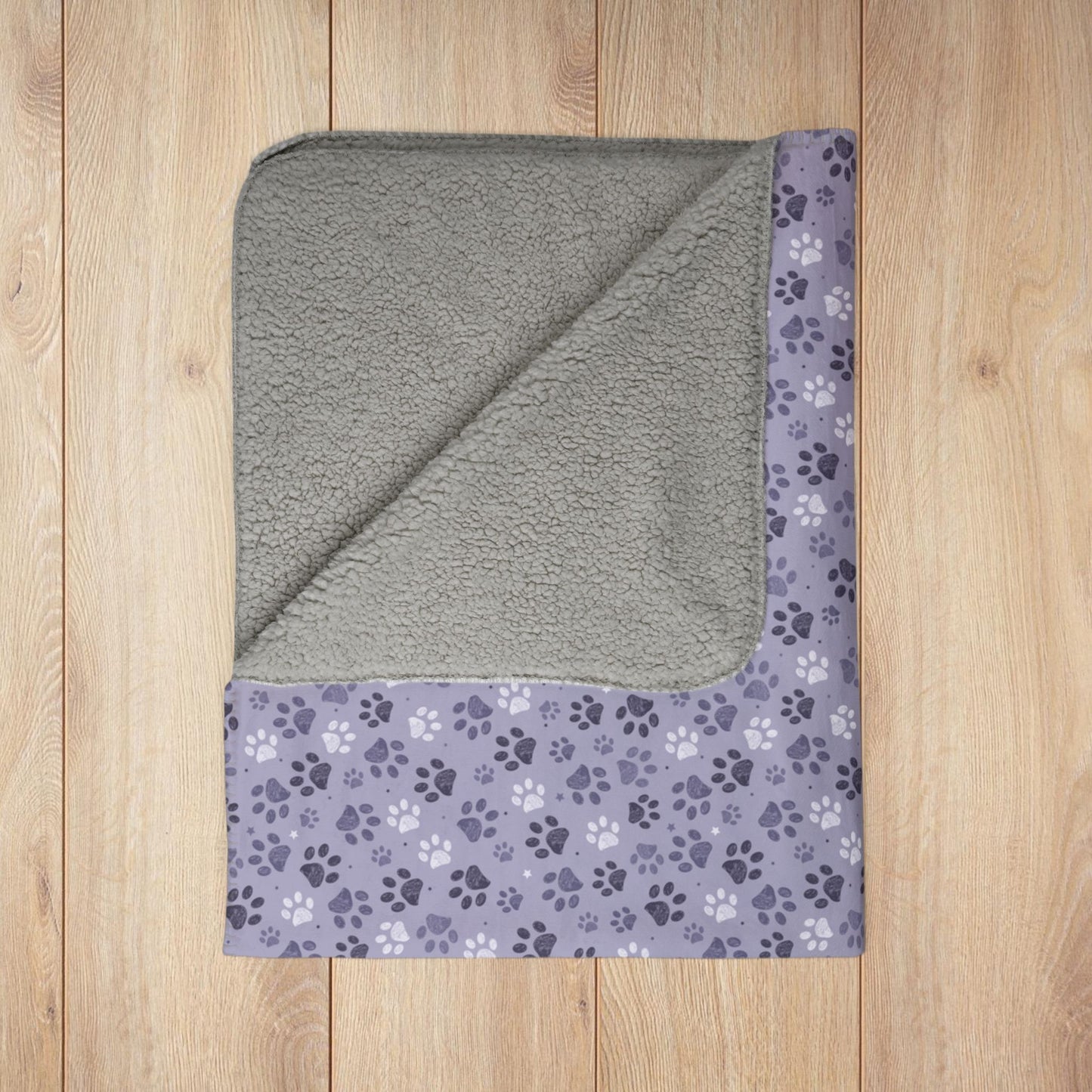 Lavender Paw Prints Fleece Sherpa Blanket