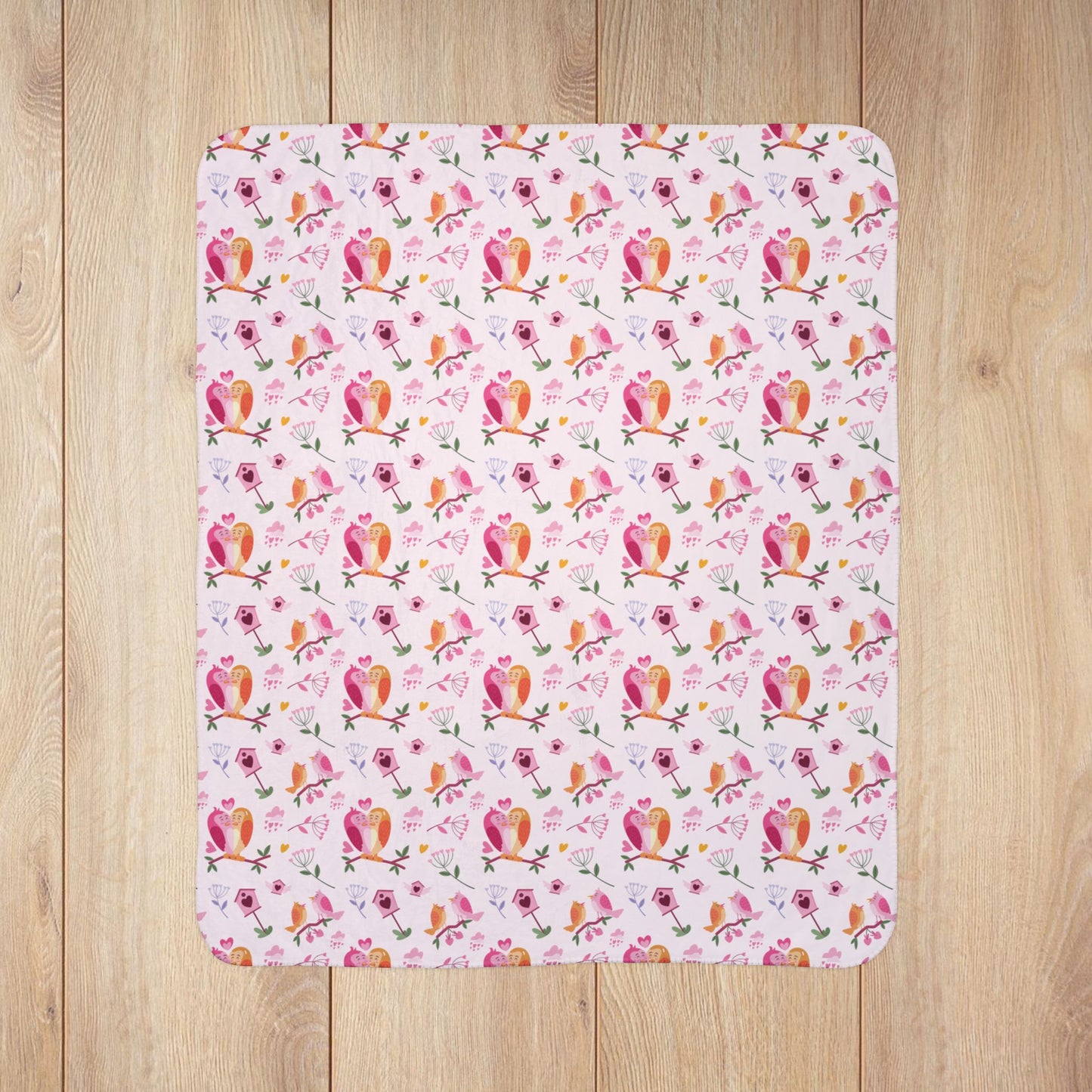Birdie Love Valentine’s Day Fleece Sherpa Blanket