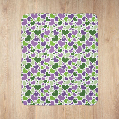 Genderqueer Pride Valentine’s Day Hearts Fleece Sherpa Blanket