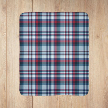 Nautical Blue Plaid Velveteen Plush Blanket
