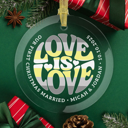 Round One Size Custom Glass Love is Love Demigender Pride 3.5" Circle Ornaments
