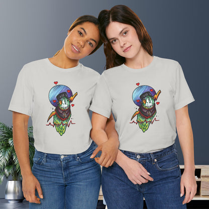 Frankenstein Lovebird, Hand-Drawn & Hand-Colored Tee