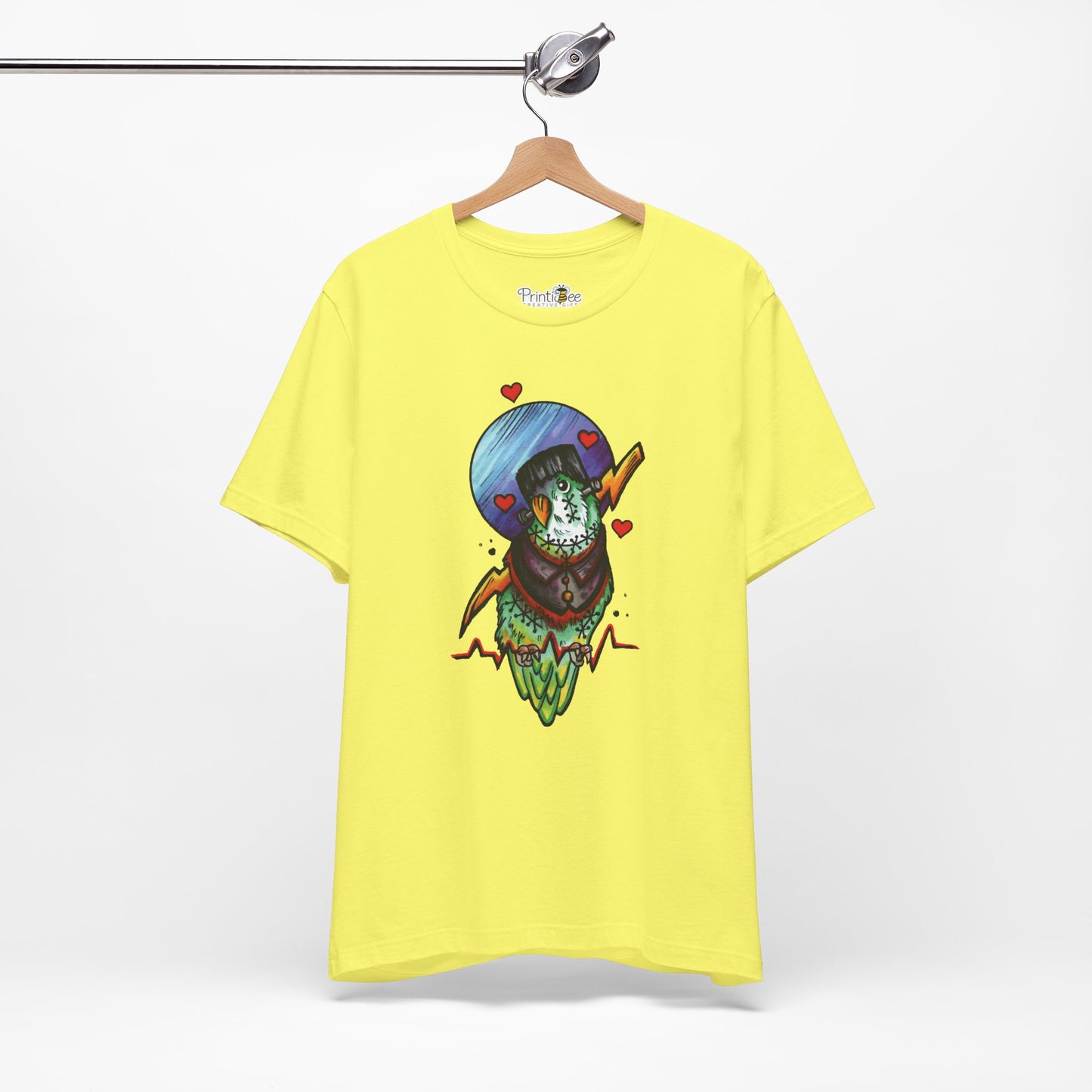 Frankenstein Lovebird, Hand-Drawn & Hand-Colored Tee