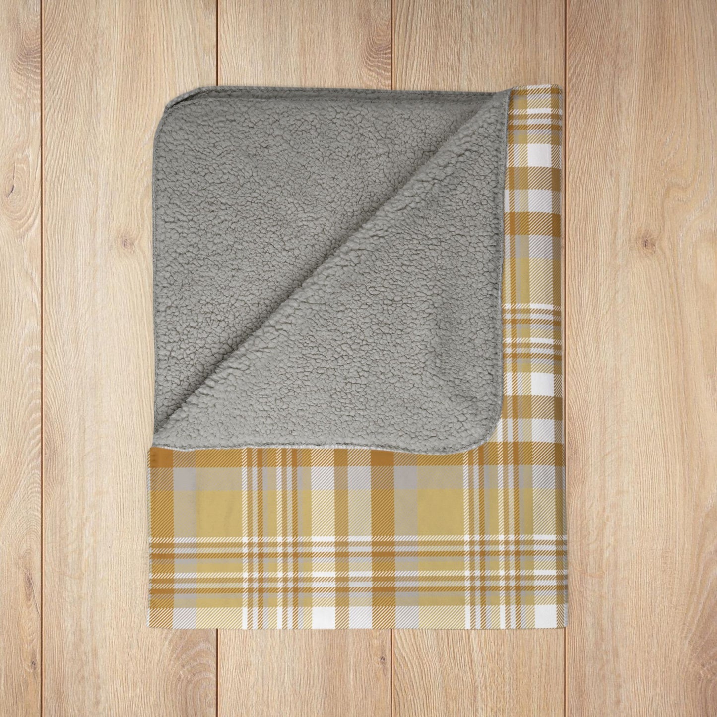 Christmas Gold & Silver Plaid Fleece Sherpa Blanket