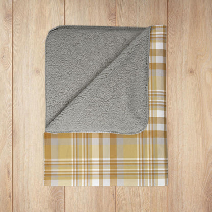 Christmas Gold & Silver Plaid Fleece Sherpa Blanket