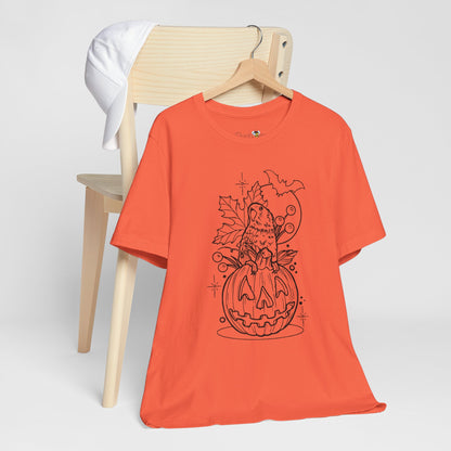 Lovebird on a Jack-o-Lantern, Line Art Tee