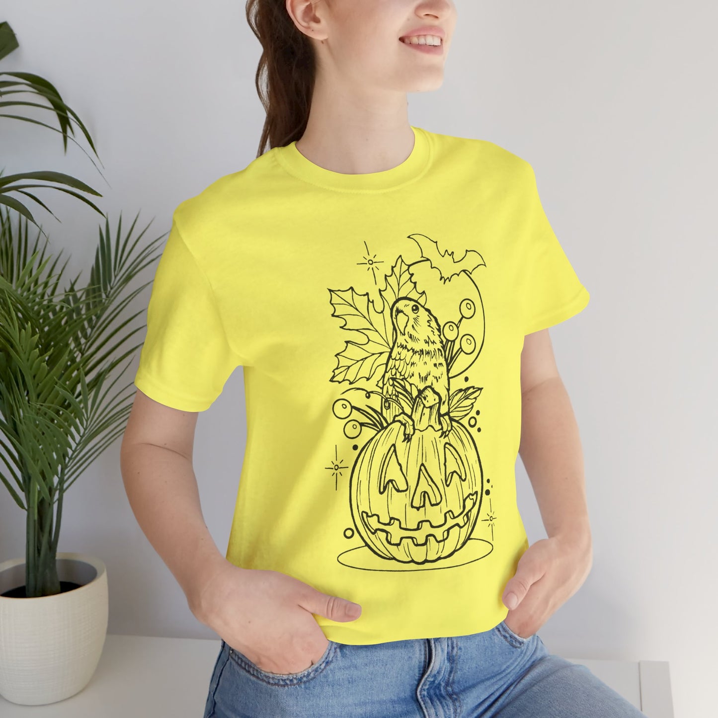 Lovebird on a Jack-o-Lantern, Line Art Tee