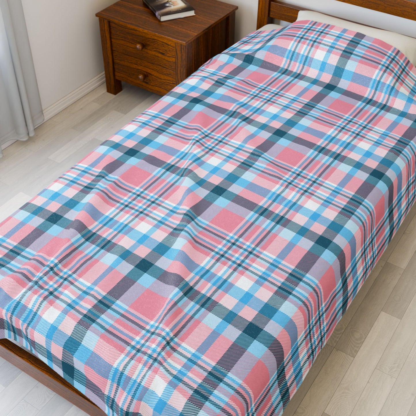 Transgender Pride Plaid Velveteen Plush Blanket
