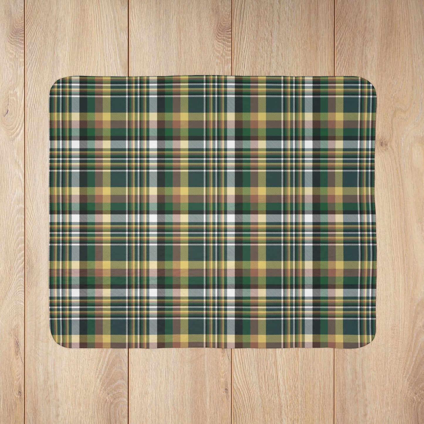 Green, White & Yellow Gurnee IL Plaid Fleece Sherpa Blanket