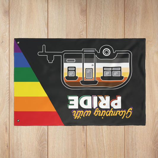 Glamping with Pride Double-Sided Flag with Grommets