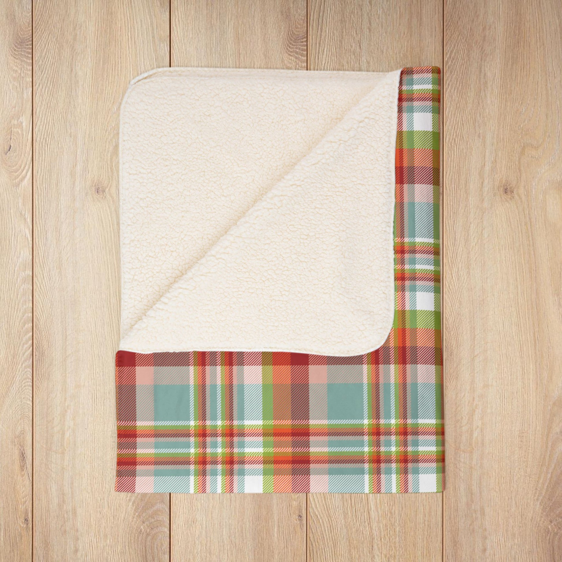 Summer Teal Plaid Fleece Sherpa Blanket
