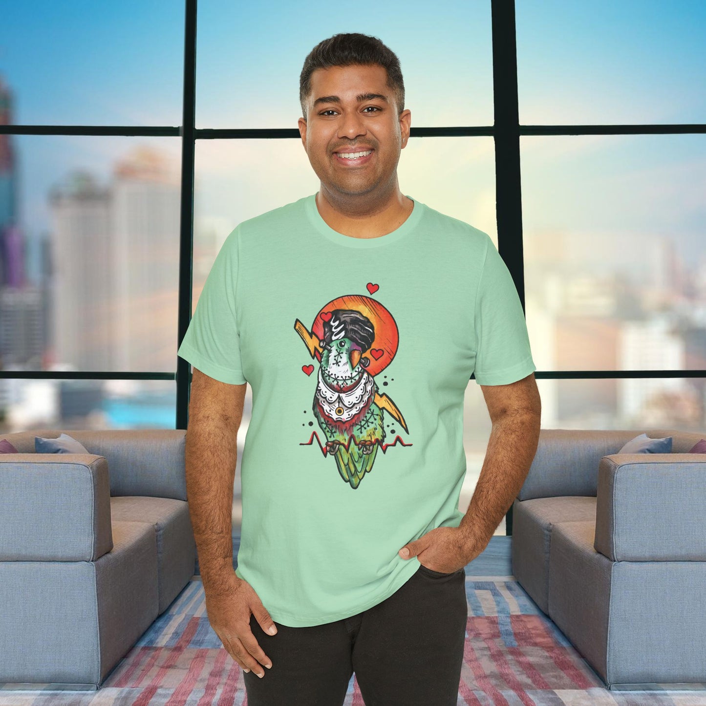 Bride of Frankenstein Lovebird, Hand-Drawn & Hand-Colored Tee