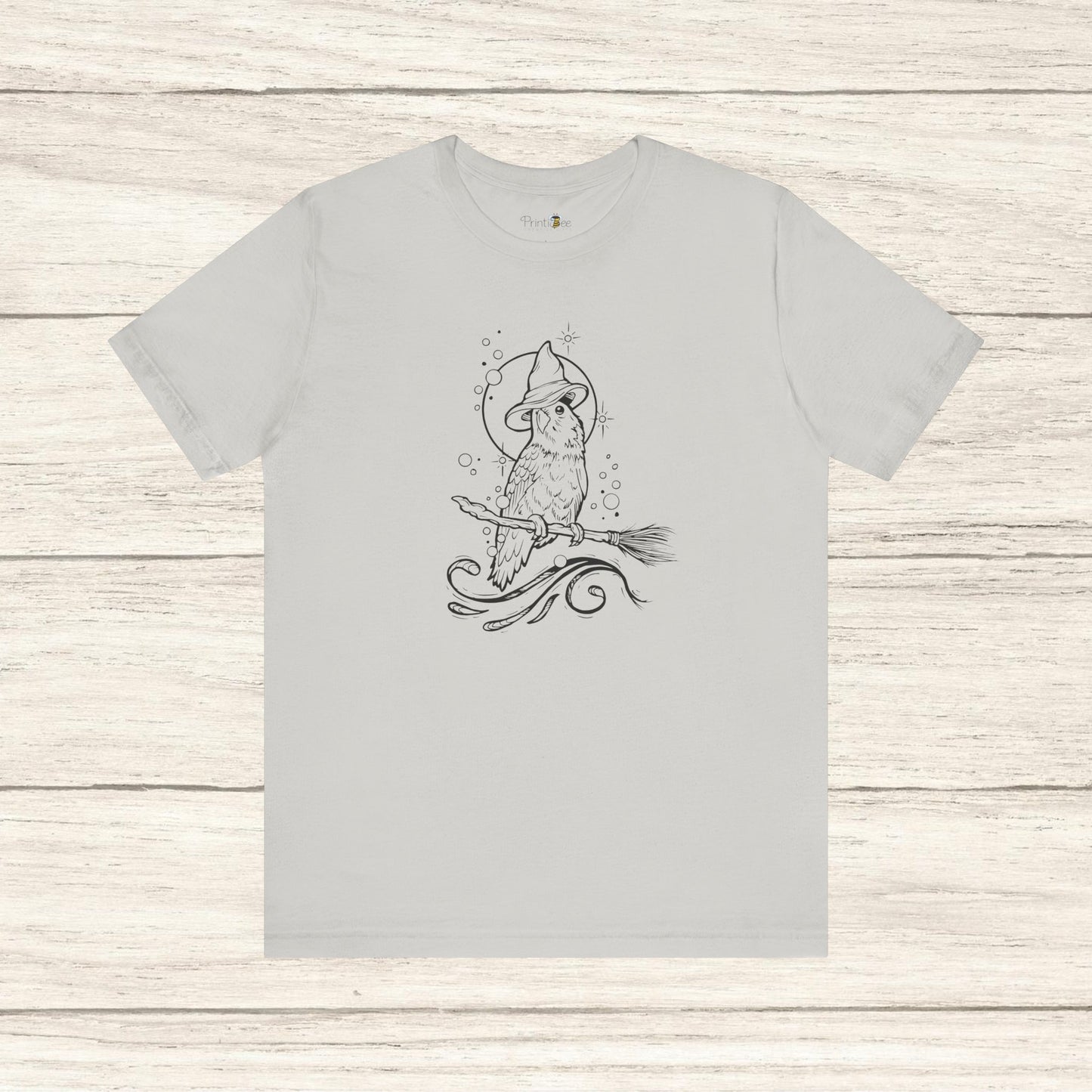 Lovebird Witch on a Broom, Line Art Tee