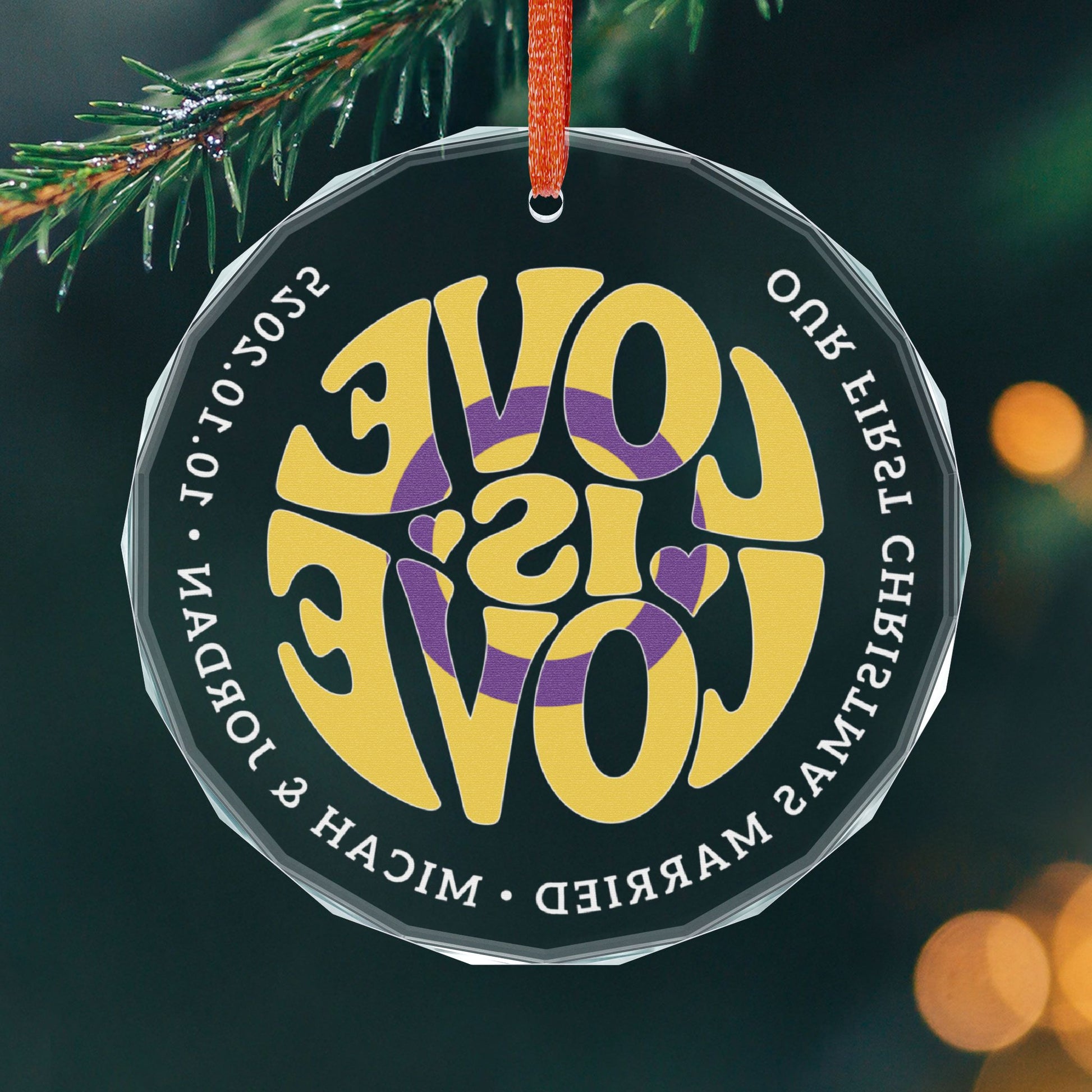 Custom Crystal Love is Love Intersex Pride 3" Circle Ornament