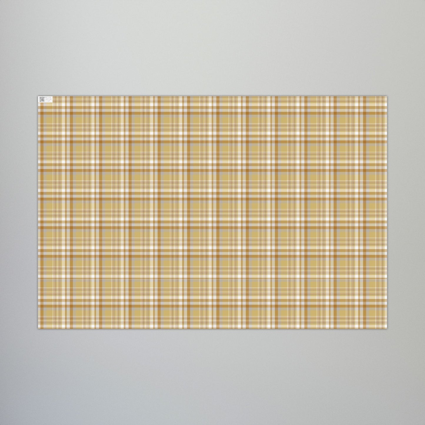 29'' x 20" Matte Christmas Gold & Grey Plaid Gift Wrapping Paper Roll