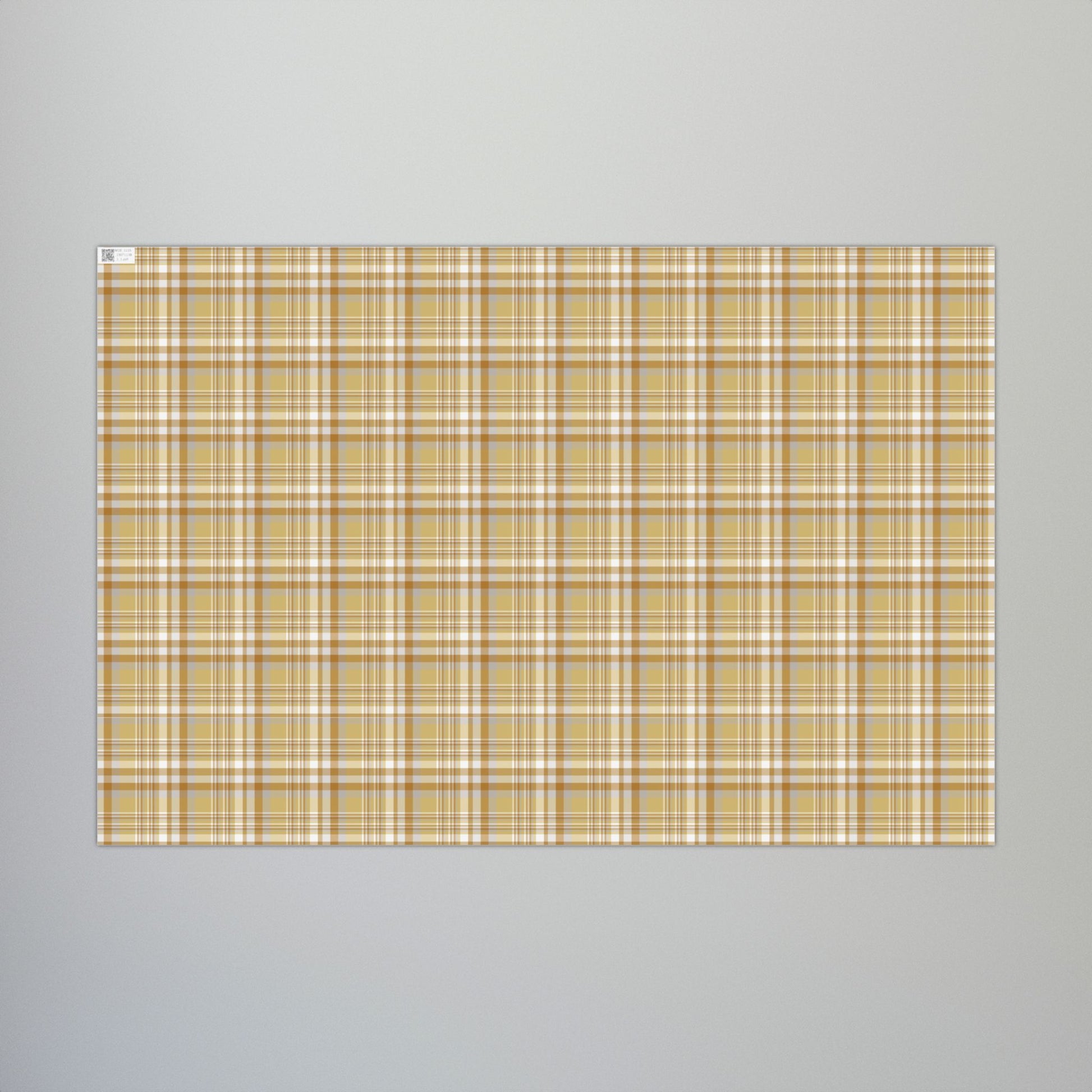 29'' x 20" Matte Christmas Gold & Grey Plaid Gift Wrapping Paper Roll