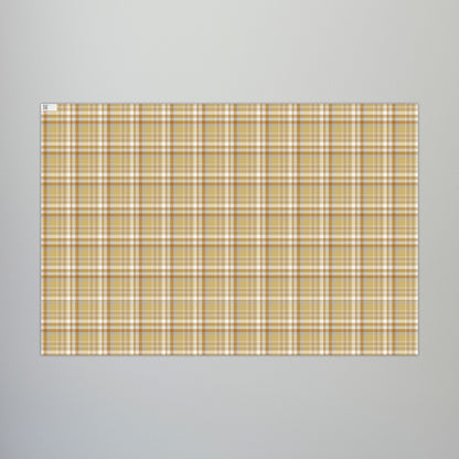 29'' x 20" Matte Christmas Gold & Grey Plaid Gift Wrapping Paper Roll