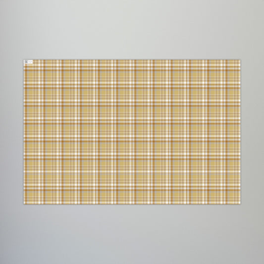 29'' x 20" Matte Christmas Gold & Grey Plaid Gift Wrapping Paper Roll