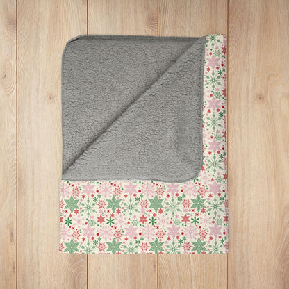 Christmas Pink Snowflake Fleece Sherpa Blanket