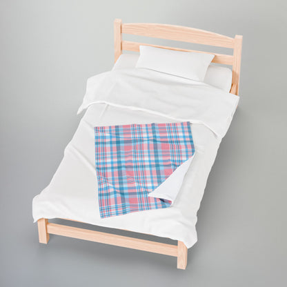 Transgender Pride Plaid Velveteen Plush Blanket