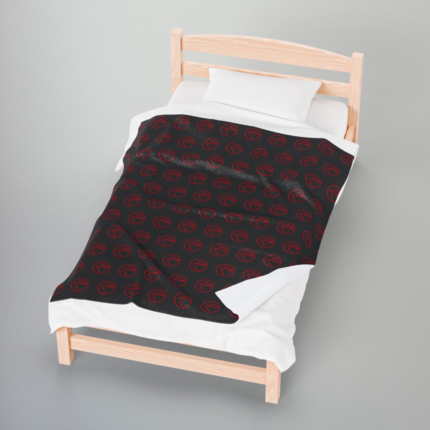 Rambler Red Logo Black Velveteen Plush Blanket