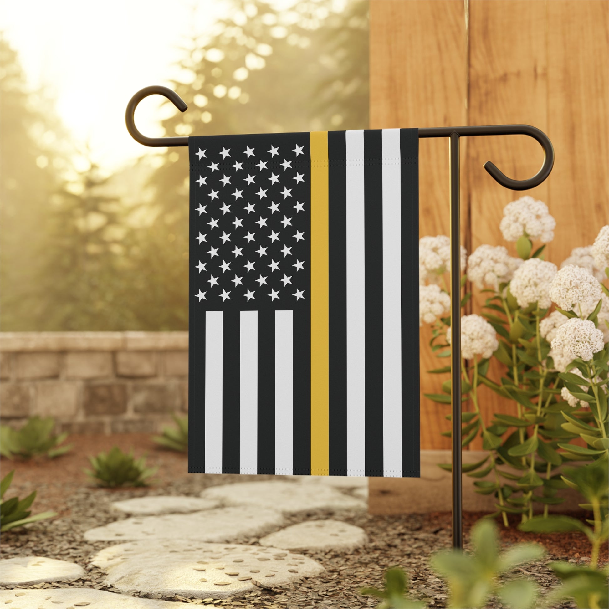 USA Thin Gold Line American Flag Garden Flag Banner