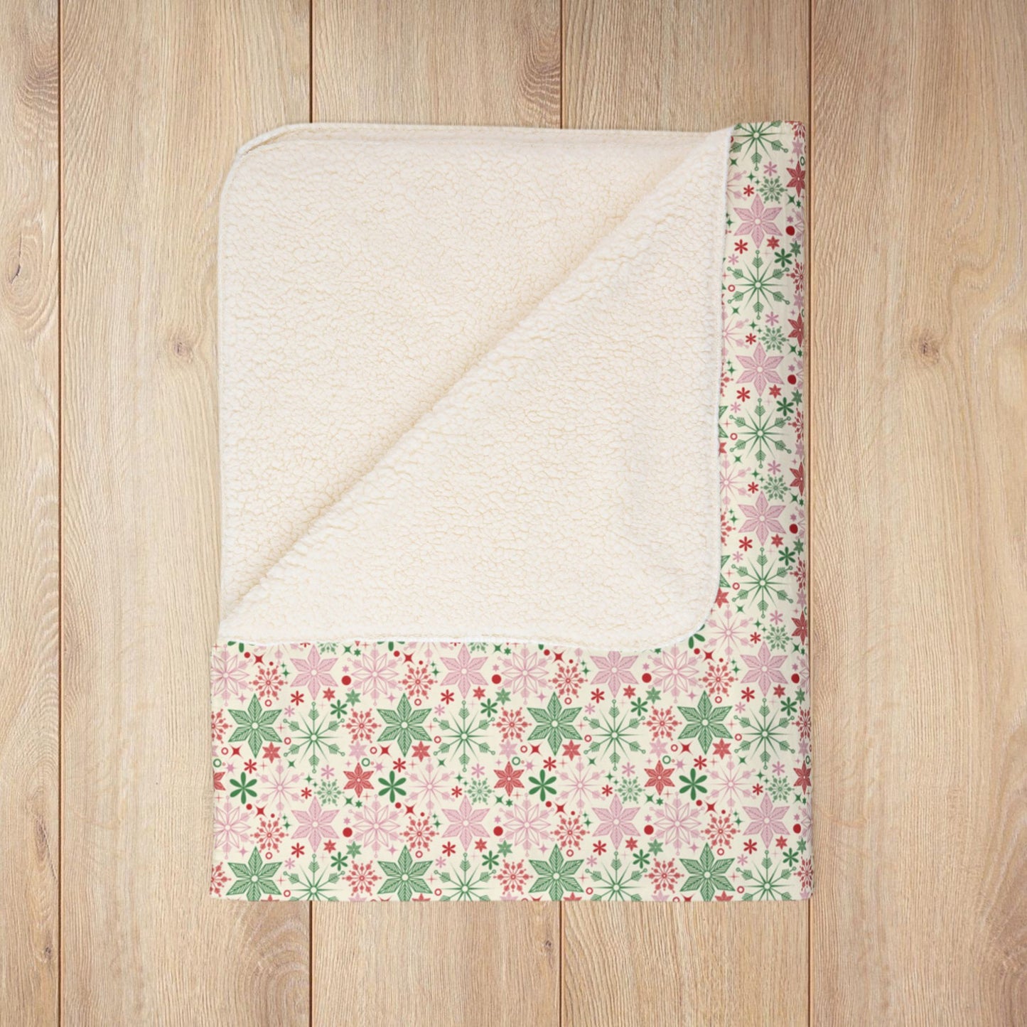 Christmas Pink Snowflake Fleece Sherpa Blanket