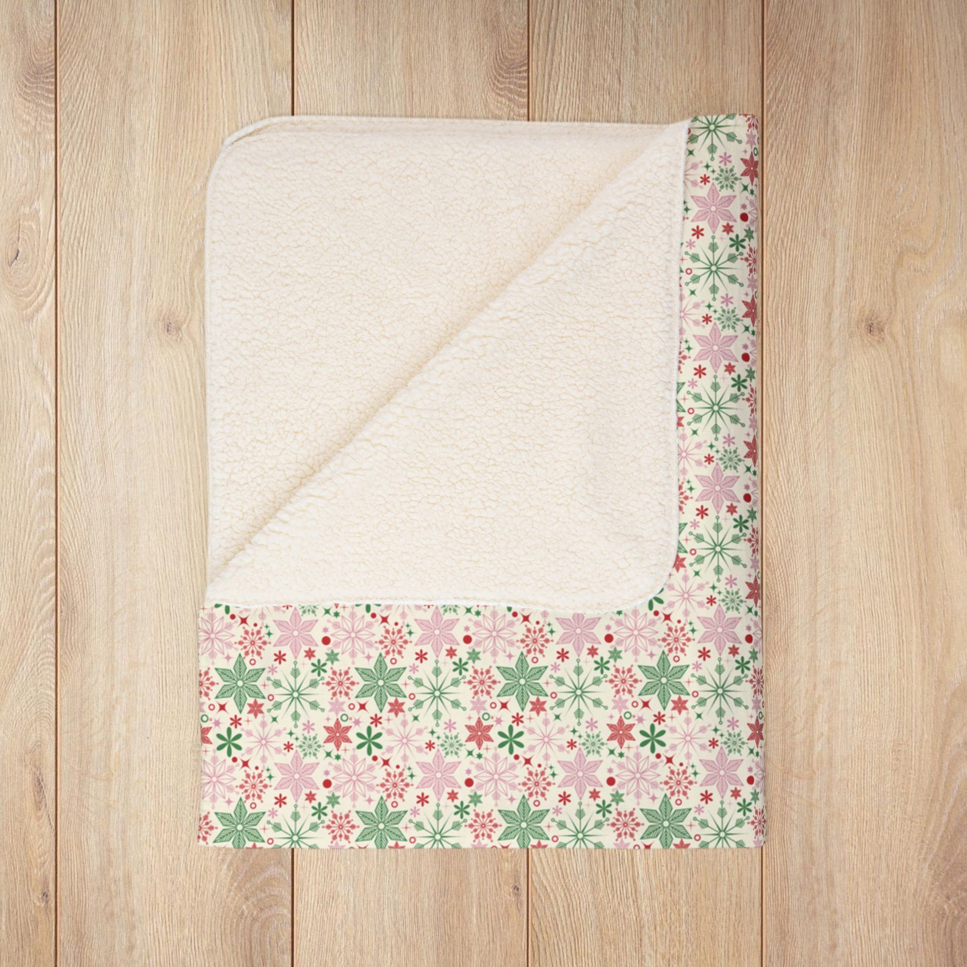 Christmas Pink Snowflake Fleece Sherpa Blanket