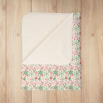 Christmas Pink Snowflake Fleece Sherpa Blanket