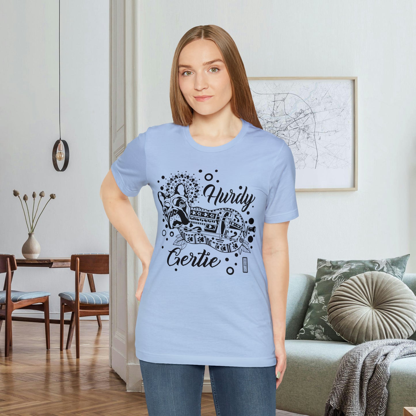 Hurdy Gertie Tee, Frenchton Dog Line Art Shirt