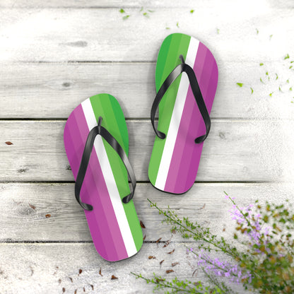 L Black sole Petalsexual Pride Flip Flops