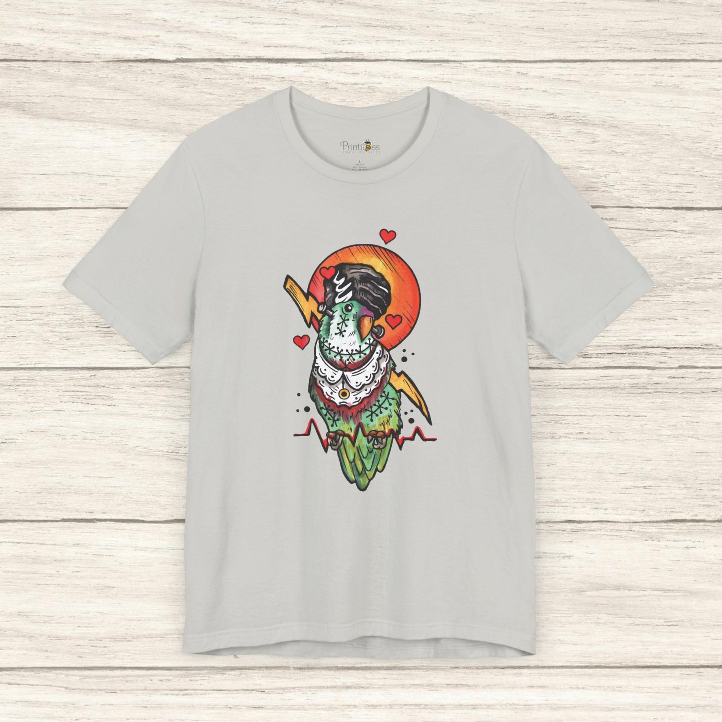 Bride of Frankenstein Lovebird, Hand-Drawn & Hand-Colored Tee