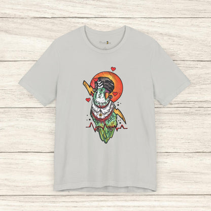 Bride of Frankenstein Lovebird, Hand-Drawn & Hand-Colored Tee