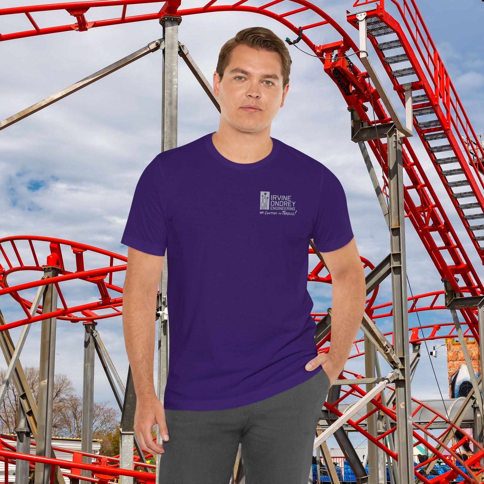 I Just Wanna Go Bowling & Ride Roller Coasters Tee (BACK graphic) • Irvine Ondrey Engineering