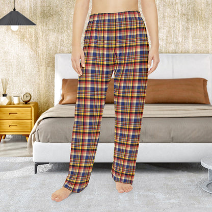 Women’s Blue, Cream & Yellow Tampa FL Plaid Pajama Pants
