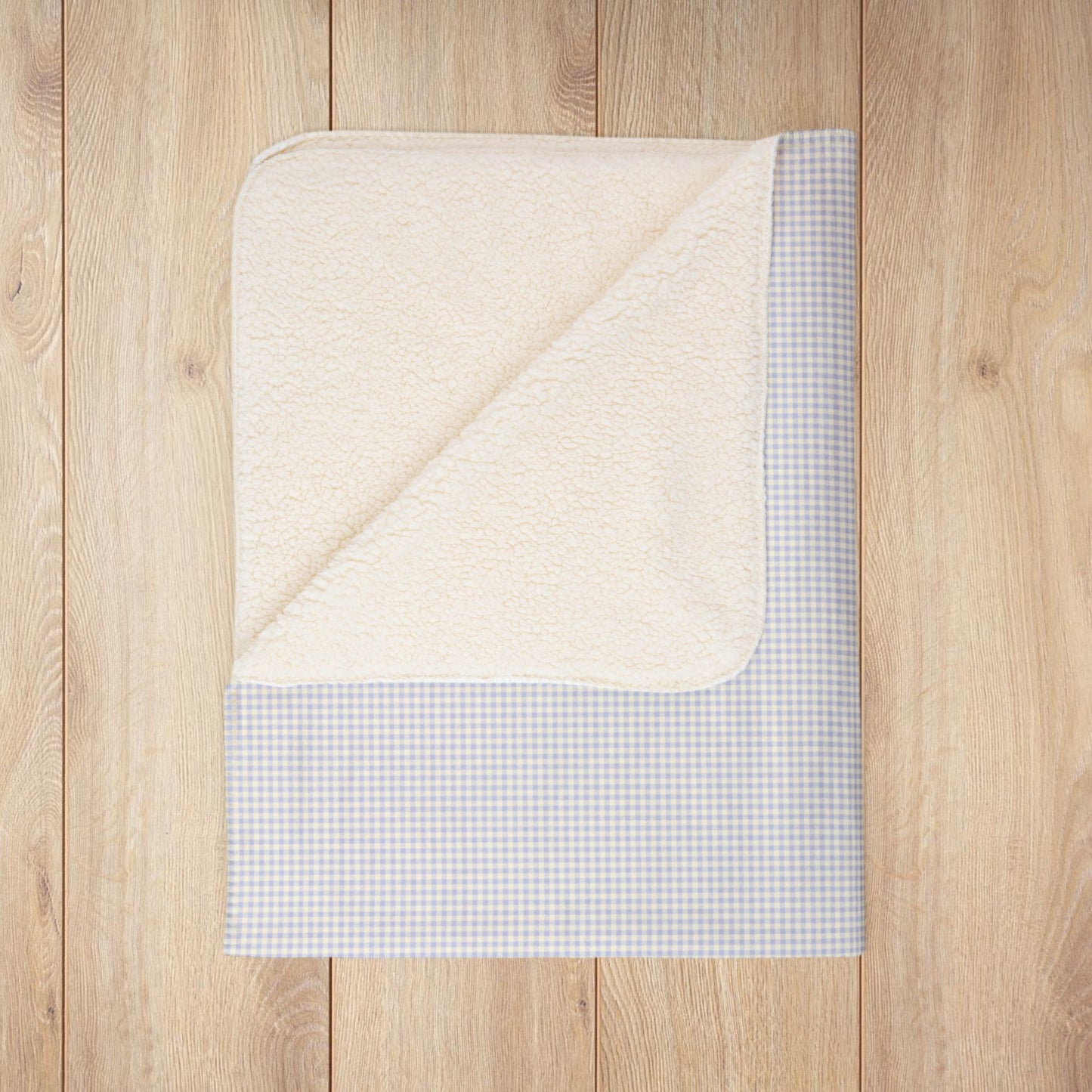 Lavender & Cream Gingham Fleece Sherpa Blanket