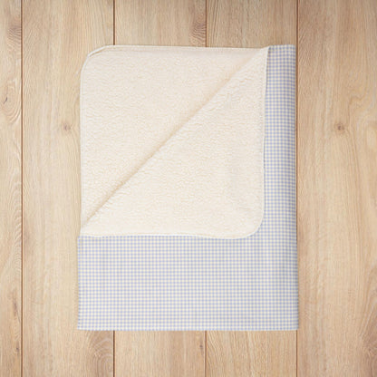 Lavender & Cream Gingham Fleece Sherpa Blanket
