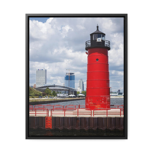 Phare et horizon de Milwaukee Wisconsin ; Milwaukee Pierhead Light, Photographie Encadrée Toile Wrap Wall Art