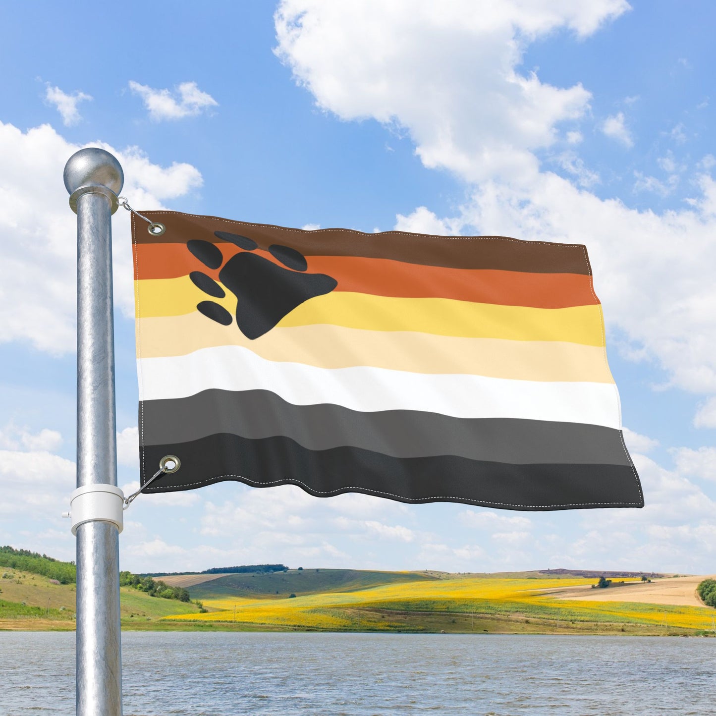 Bear with Paw Pride Double-Sided Flag, with Left or Right Side Grommets