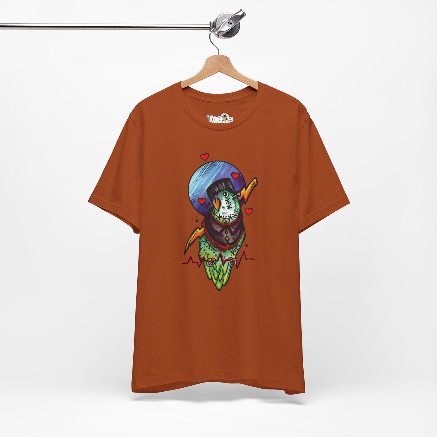 Frankenstein Lovebird, Hand-Drawn & Hand-Colored Tee