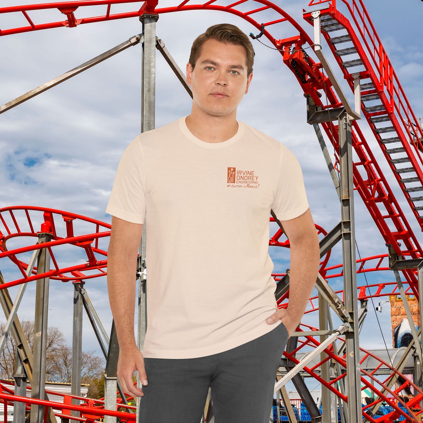 I Just Wanna Hang Out with My Dog & Ride Roller Coasters Tee (BACK graphic) • Irvine Ondrey Engineering