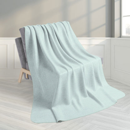 60" × 80" Grey Mint Green & White Gingham Fleece Sherpa Blanket