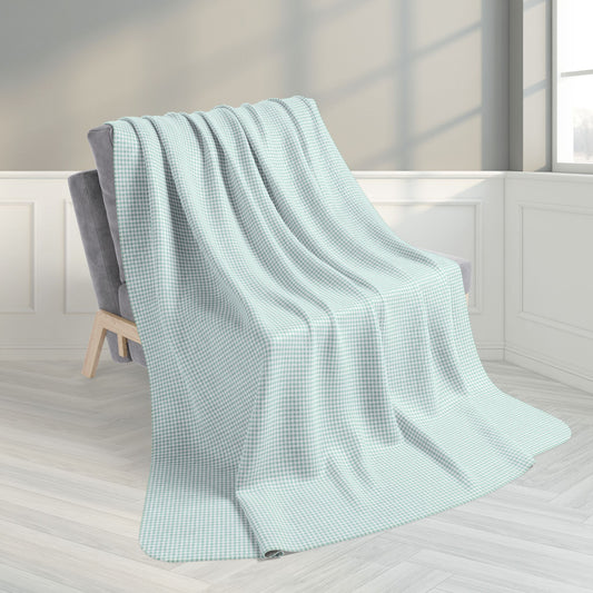 60" × 80" Grey Mint Green & White Gingham Fleece Sherpa Blanket