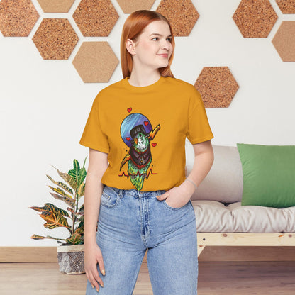 Frankenstein Lovebird, Hand-Drawn & Hand-Colored Tee