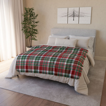 Christmas Red & Green Plaid Fleece Sherpa Blanket