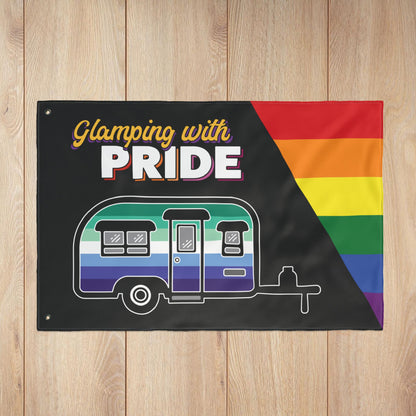 Glamping with Pride Double-Sided Flag with Grommets