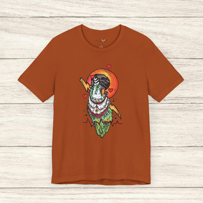 Bride of Frankenstein Lovebird, Hand-Drawn & Hand-Colored Tee