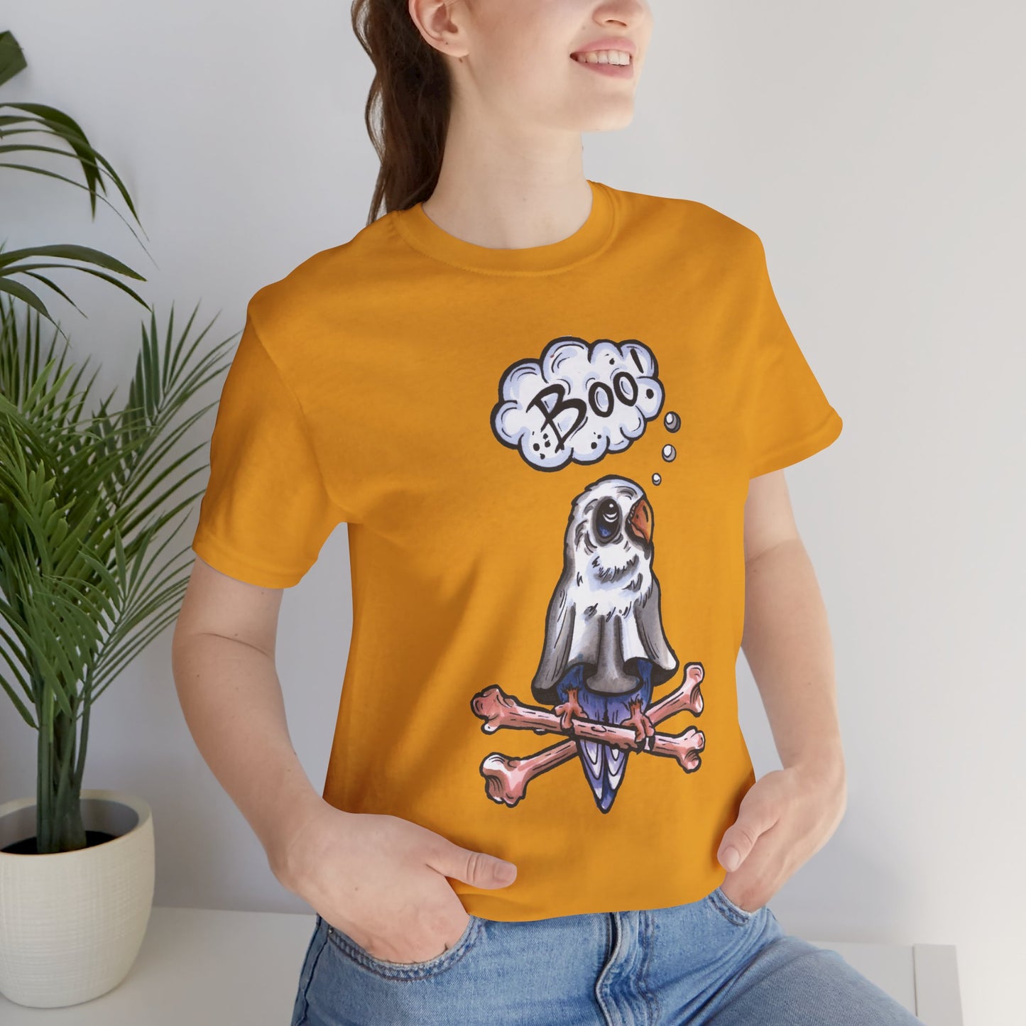 Ghost Lovebird Boo! Hand-Drawn & Hand-Colored Tee