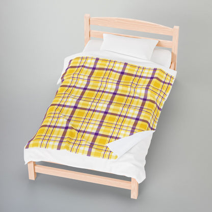 Intersex Pride Plaid Velveteen Plush Blanket