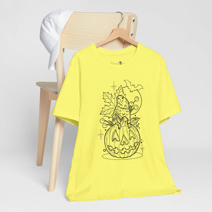 Lovebird on a Jack-o-Lantern, Line Art Tee